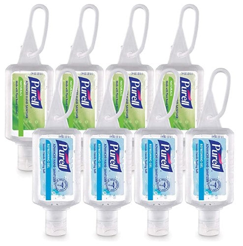 PURELL Advanced Hand Sanitizer, 1 fl oz (30ml) travel size flip-cap bottle with Jelly Wrap Carrier