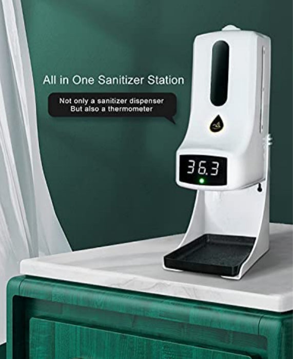 2-in-1 Automatic Hand Sanitizer/Soap Dispenser with No-Contact Infrared Thermometer