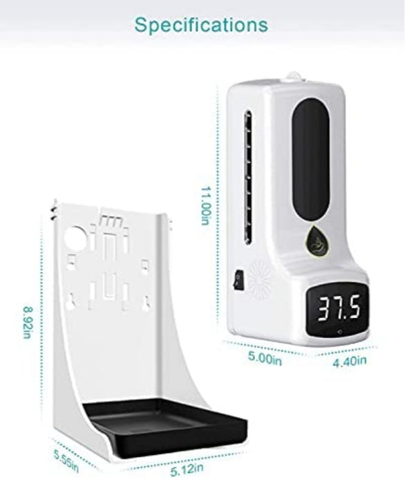 2-in-1 Automatic Hand Sanitizer/Soap Dispenser with No-Contact Infrared Thermometer