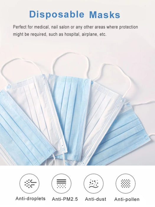 3 ply disposable Face Mask (Box of 50 Units) - Blue