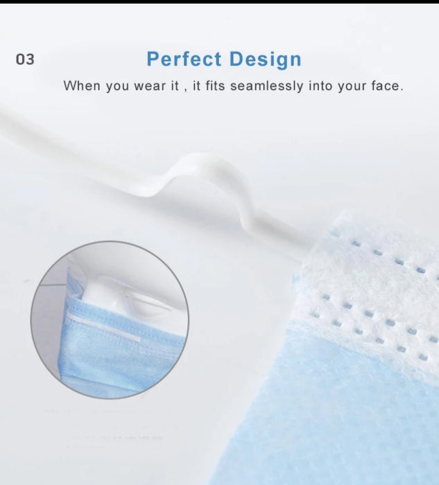 3 ply disposable Face Mask (Box of 50 Units) - Blue