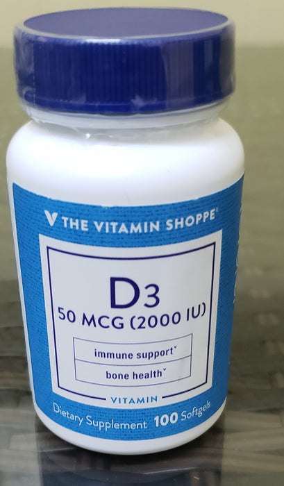 Vitamin D3 - Bone Health; Immune Support - 2,000 IU (100 Softgels)