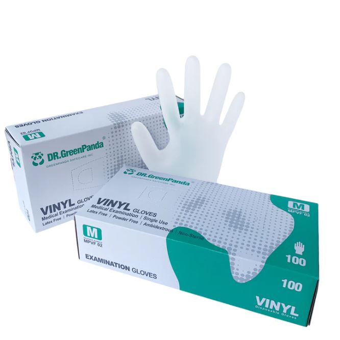 Vinyl Gloves, Latex & Powder-Free , box of 50 pairs